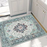 Area Rugs Washable Non-Slip, Floral Vintage Distress Print Pattern Medallion Carpet for Living Room Bedroom Dining Room
