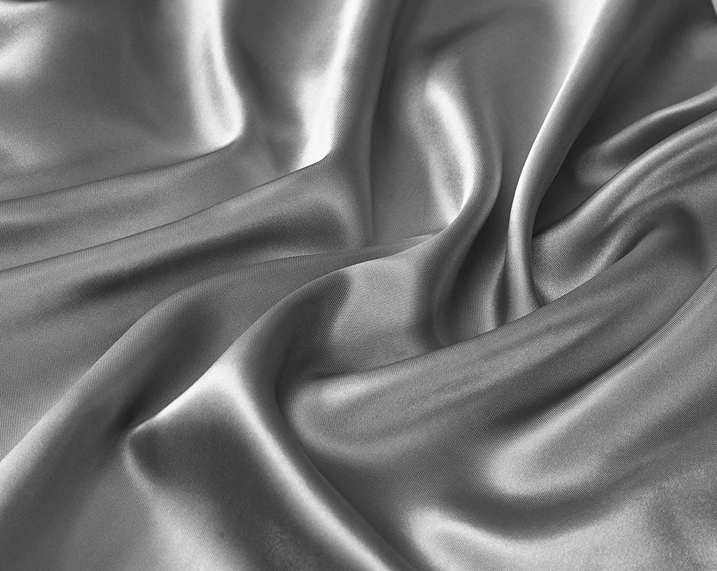 Pure Mulberry Silk Bed-Sheets 4-Piece Bedding Set- 19 Momme -6A Graded Solid Sheet Set | (60" X 80") Silver
