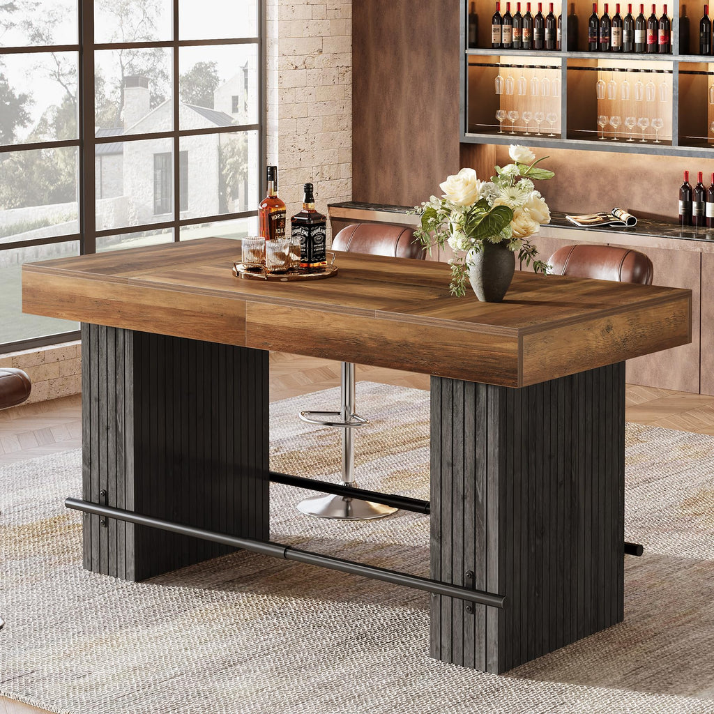 62.2 Inch Bar Table, Industrial Counter Height Pub Dining Table
