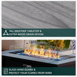 45″ Outdoor Propane Fire Pit Table – 50000 BTU Rectangular Patio Fire Table with Glass Wind Guard, Cover & Fire Glass – Modern Gray Steel Outdoor - Image 4