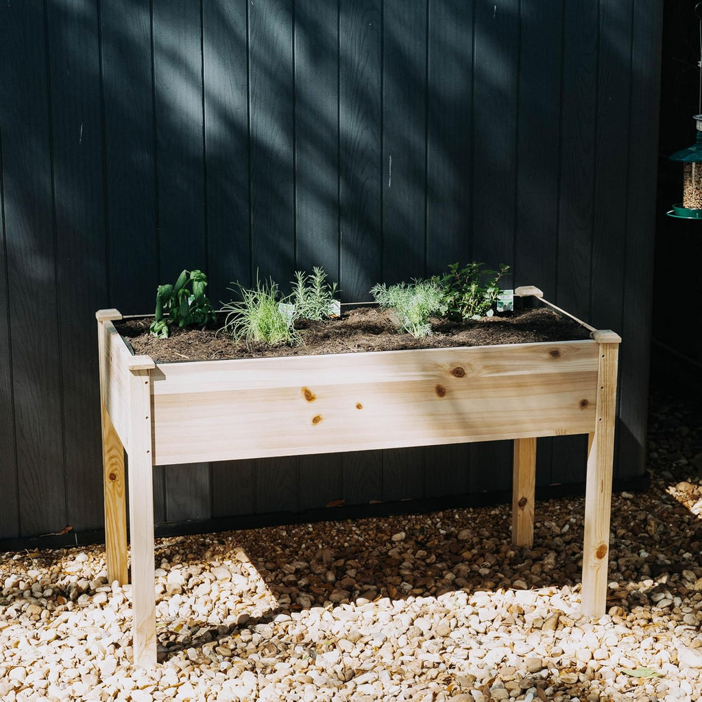 Expressions Wooden Raised Garden Bed|Elevated Planter Box with Included Bed Liner|Outdoor Vegetable, Flower, and Herb