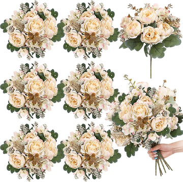 Bundles Champagne Peonies Artificial Flowers for DIY - Set of 6