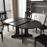 Extendable Round Dining Table for 4-6,43.3-59" Transformer Kitchen Table W/Removable Leaf Trestle & X-Shaped