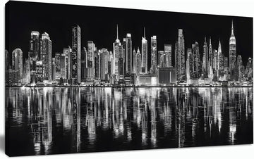 Black and White New York City Wall Art Modern Skyline Cityscape Night View Artwork Office Canvas Prints