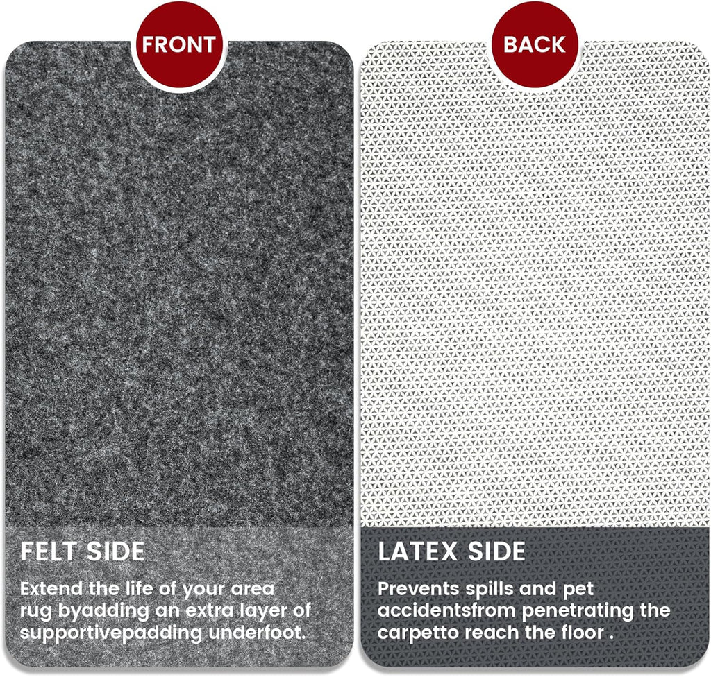 Waterproof Rug Pad, 8x10 ft Area Rug Non-Slip Carpet Pad, Non-Slip Rug Pads for All Floors and Finishes, Felt Pad - Set of 80