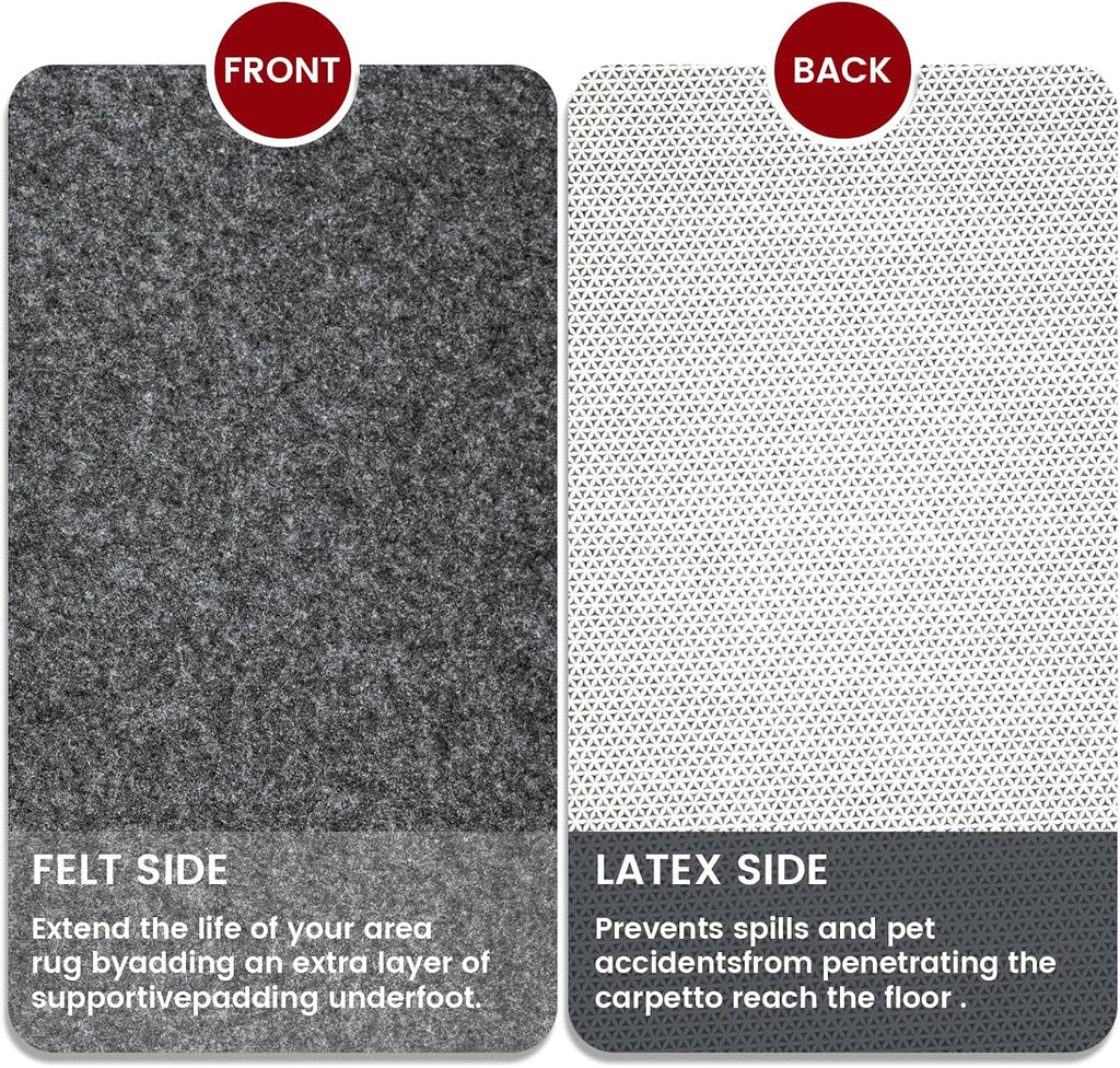 Waterproof Rug Pad, 5x7 ft Area Rug Non-Slip Carpet Pad, Non-Slip Rug Pads for All Floors and Finishes, Felt Pad - Set of 35