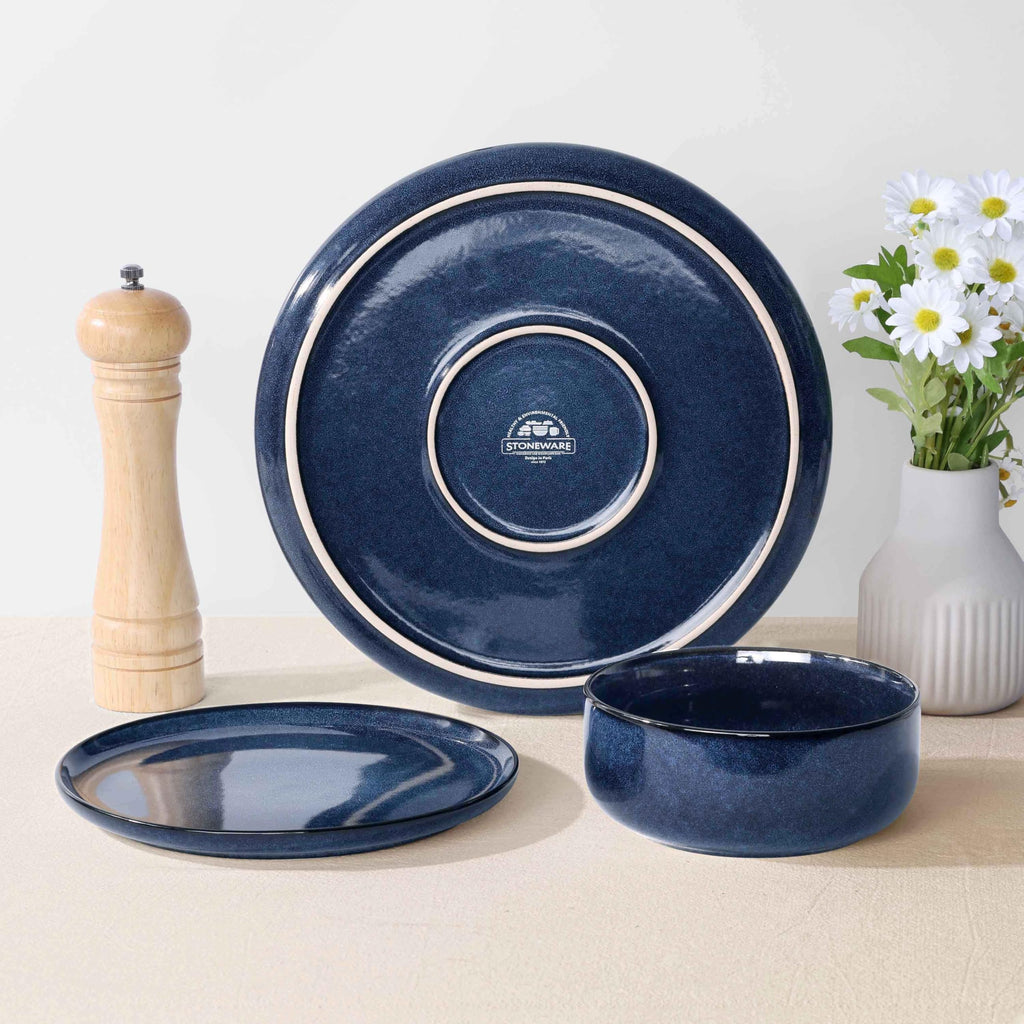 12 Pieces Dinnerware Sets Stoneware Service for 4, Starry Blue