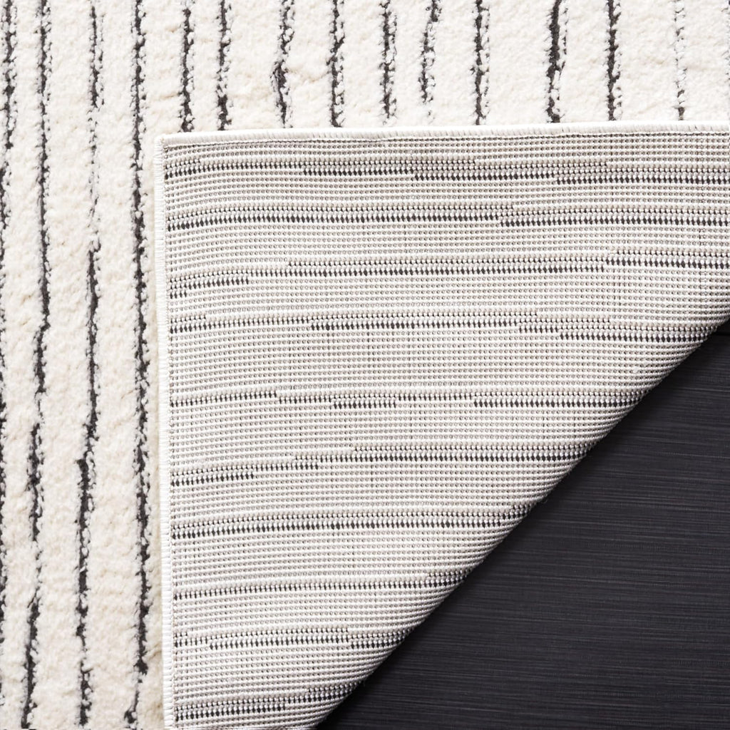Melody Collection Area Rug, Ivory & Black, Stripe Design, Non-Shedding & Easy Care, Ideal for High