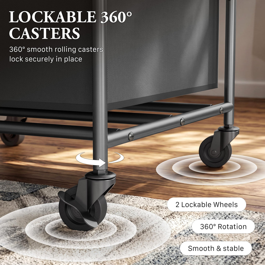 4-Bag Heavy Duty Laundry Sorter Rolling Cart, Dark Grey