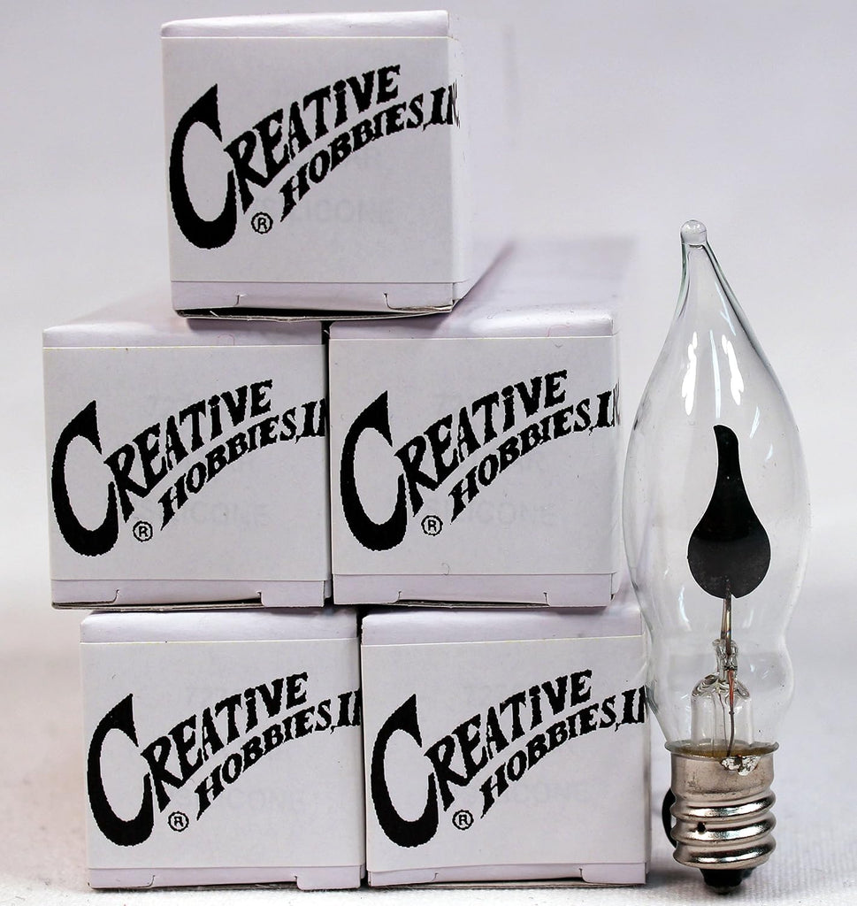 A101 Flicker Flame Light Bulb -3 Watt, 130 Volt, E12 Candelabra Base, Flame Shaped, Nickel Plated Base,- Dances