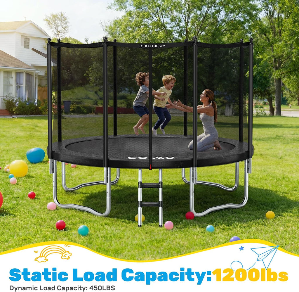 Trampoline Outdoor 12FT 14FT with Safety Enclosure Net, Trampoline for Kids and Adults with Ladder, ASTM Approved
