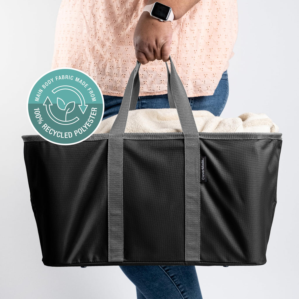 Collapsible Laundry Baskets, 50L Tote 2 Pack, Black Gray