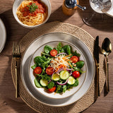 Ceramic Dinnerware Sets for 4, 12 Pieces Handpainted Stoneware Plates and Bowls Set, Scratch Resistant Dishes Set