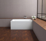 VTAP5430R22TS 54-Inch Acrylic 2-Wall Corner Alcove Tub with Right Hand Drain, White