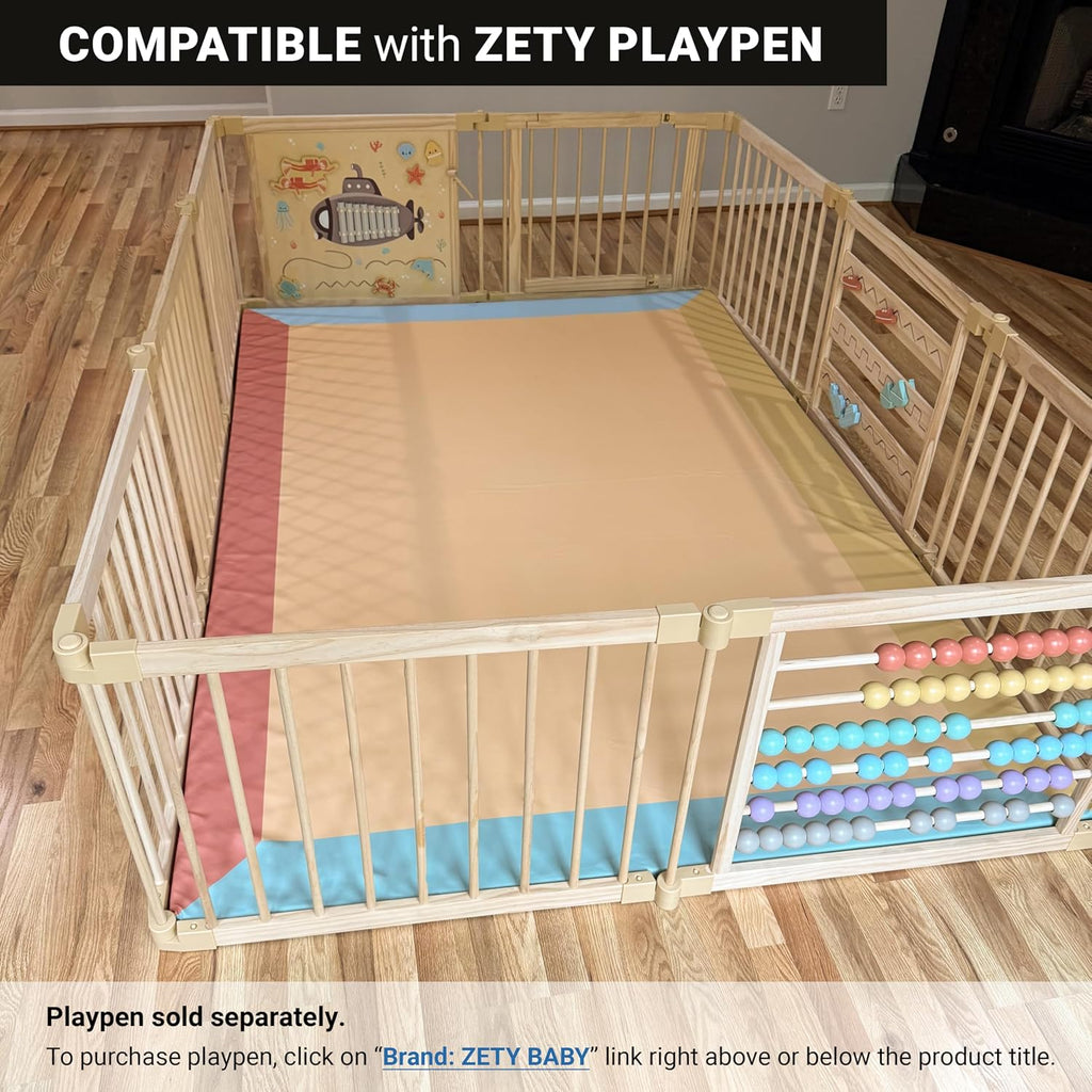 Compatible Baby Play Mat - PU Leather Baby Playpen Mat - Waterproof Play Mats for Floor - 1.5" Thick High Density