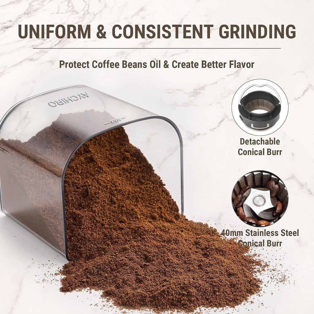 Conical Burr Coffee Grinder Electric, Coffee Grinder with 30 Grind Settings, Adjustable Burr Mill Grinder Use, 2-12