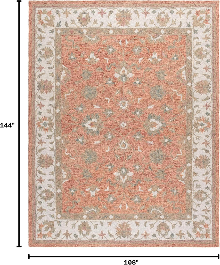 Area Rug 9x12 - Heritage Collection - Large - Rust & Ivory, Handmade Wool, Ideal, Dining Space (HG125P)
