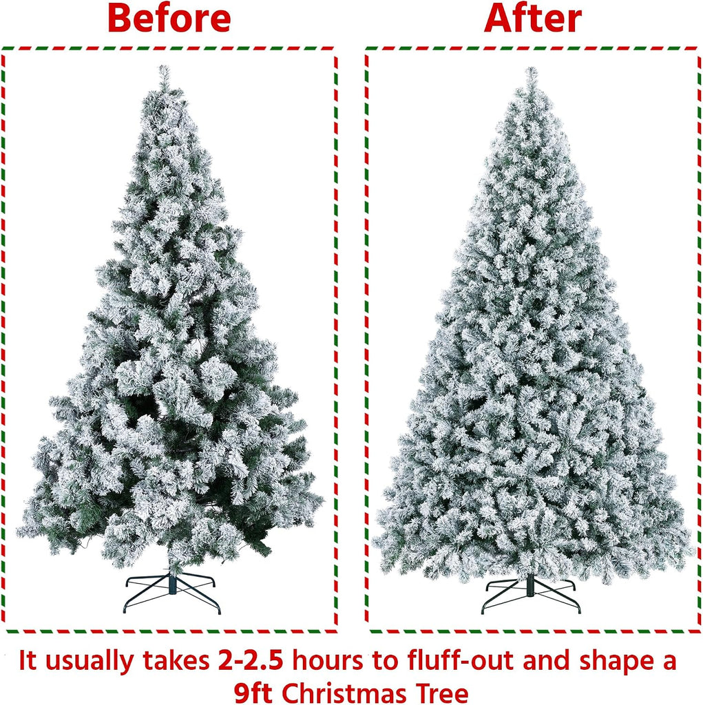 Pre-Lit Snow Flocked Artificial Christmas Tree, 900 Lights
