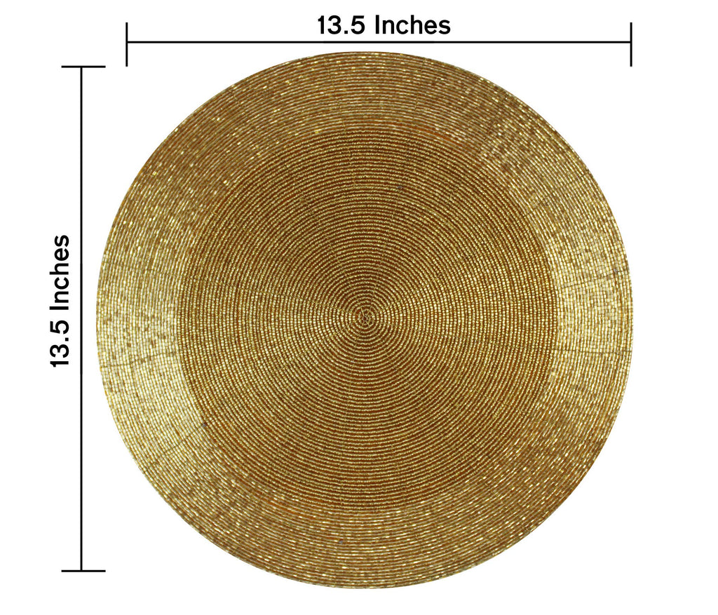 Glitz Handmade Beaded Charger Placemats - Set of 4 - Gold