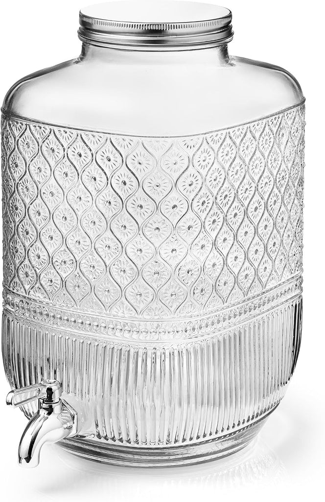 Drink Dispenser 2 Gallon, Large Glass Water Dispenser - (256oz) Clear