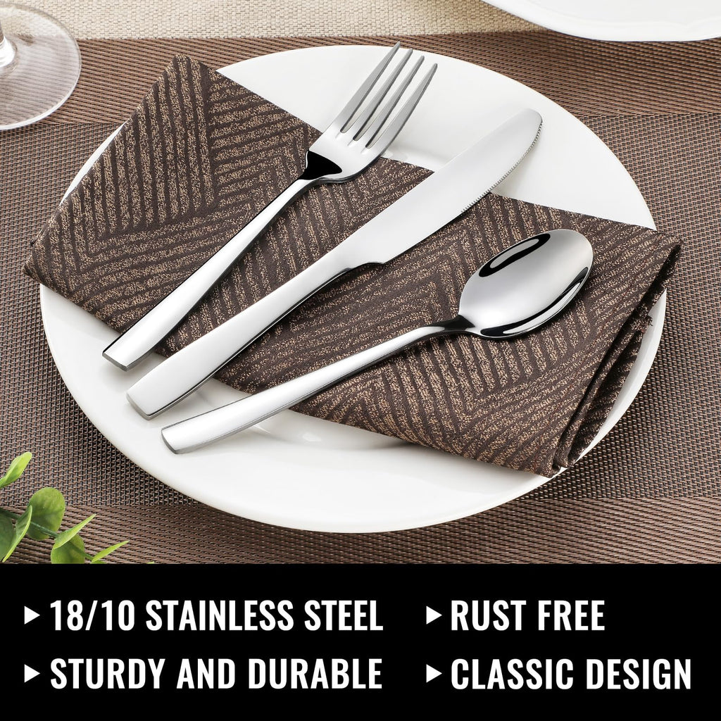 Silverware Set with Steak Knives for 8, 18/8 Stainless Steel Flatware Cutlery Set Kitchen Restaurant Hotel