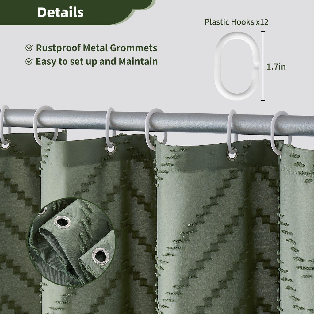 Sage Green Shower Curtain Boho Shower Curtain