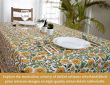 Block Print Table Cloth- 54x108 Inch Rectangle 100% Cotton Handmade Pre-Shrink, Washable for Spring,