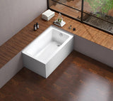 VTAP5430R22TS 54-Inch Acrylic 2-Wall Corner Alcove Tub with Right Hand Drain, White