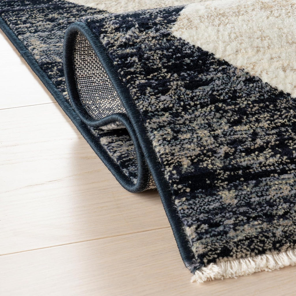 Meline Checkered Runner Rug Bedroom Dining Room Entryway Hallway, Navy