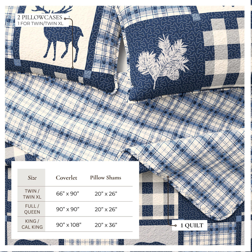 Lodge Quilt Set - 2-Piece Size Rustic Bedding Set - Lightweight, All-Season, Reversible Bedspread