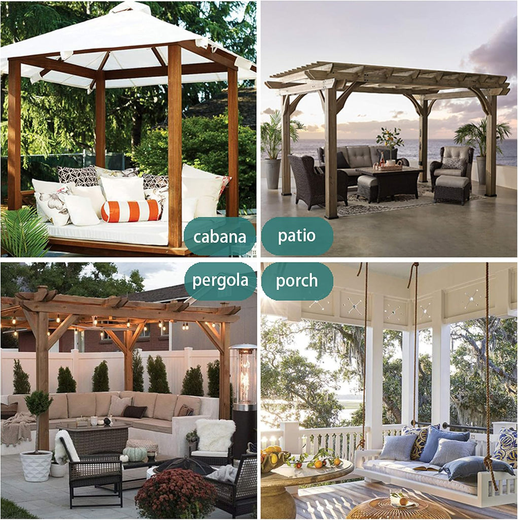 Burlap Linen Look Outdoor Curtains 2 Panels | Waterproof Tab Top Sheer Curtains for Pergola, Porch, Cabana, Gazebo