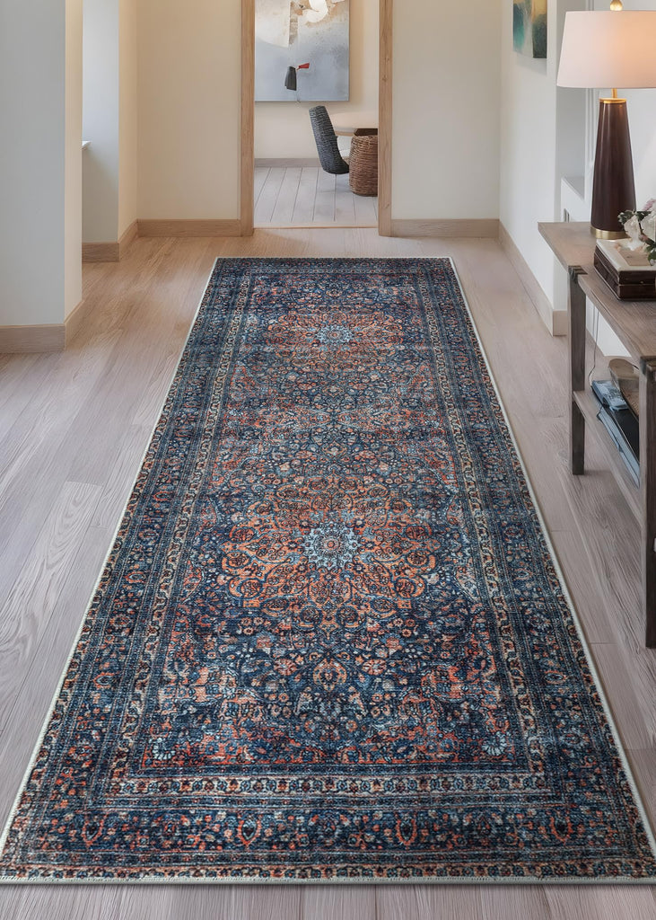 Washable Non-Slip 10 ft Runner - Multicolor Traditional Medallion Runner, and Kitchen - Exact Size: 2.5' x 10'