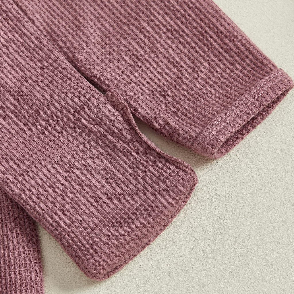 Sister Newborn Outfit Baby Girl Going Home Outfit Infant Romper Waffle Footies Knitted Jumpsuit Mitten Clothes