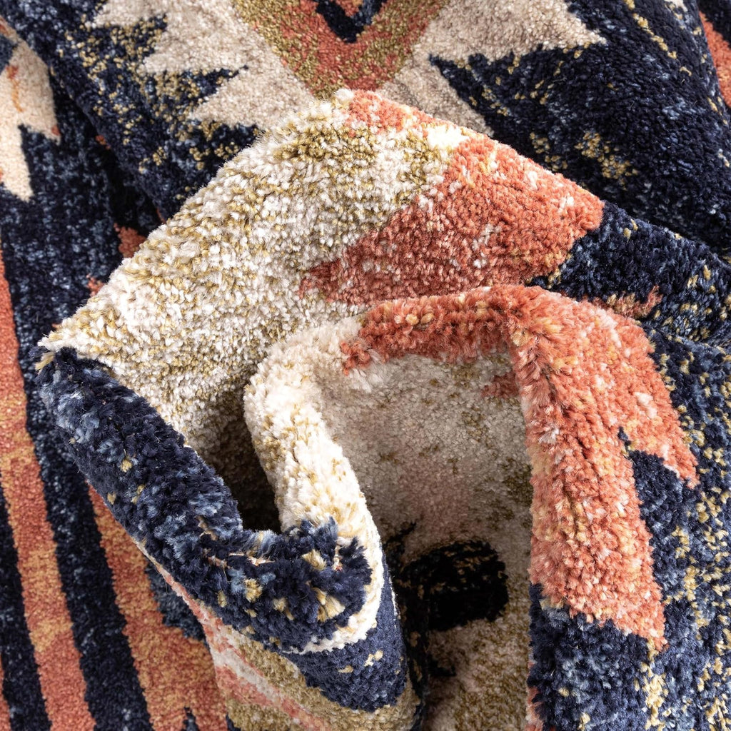 Tulsa Lea Blue Traditional Southwestern Tribal Area Rug