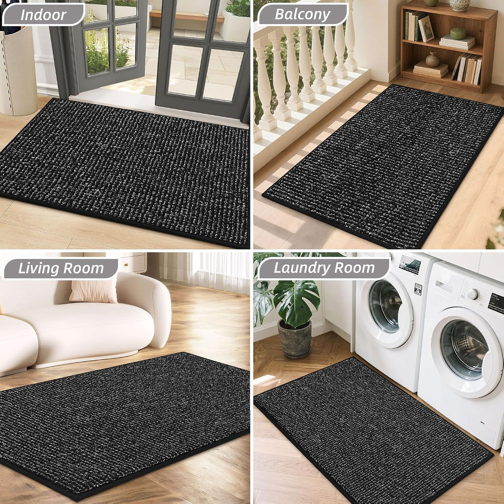 Dirt Trapper Door Mat 24" x 36", Non-Slip Washable Doormats, Black | Entrance Mat Dirt Resistant and Absorbent
