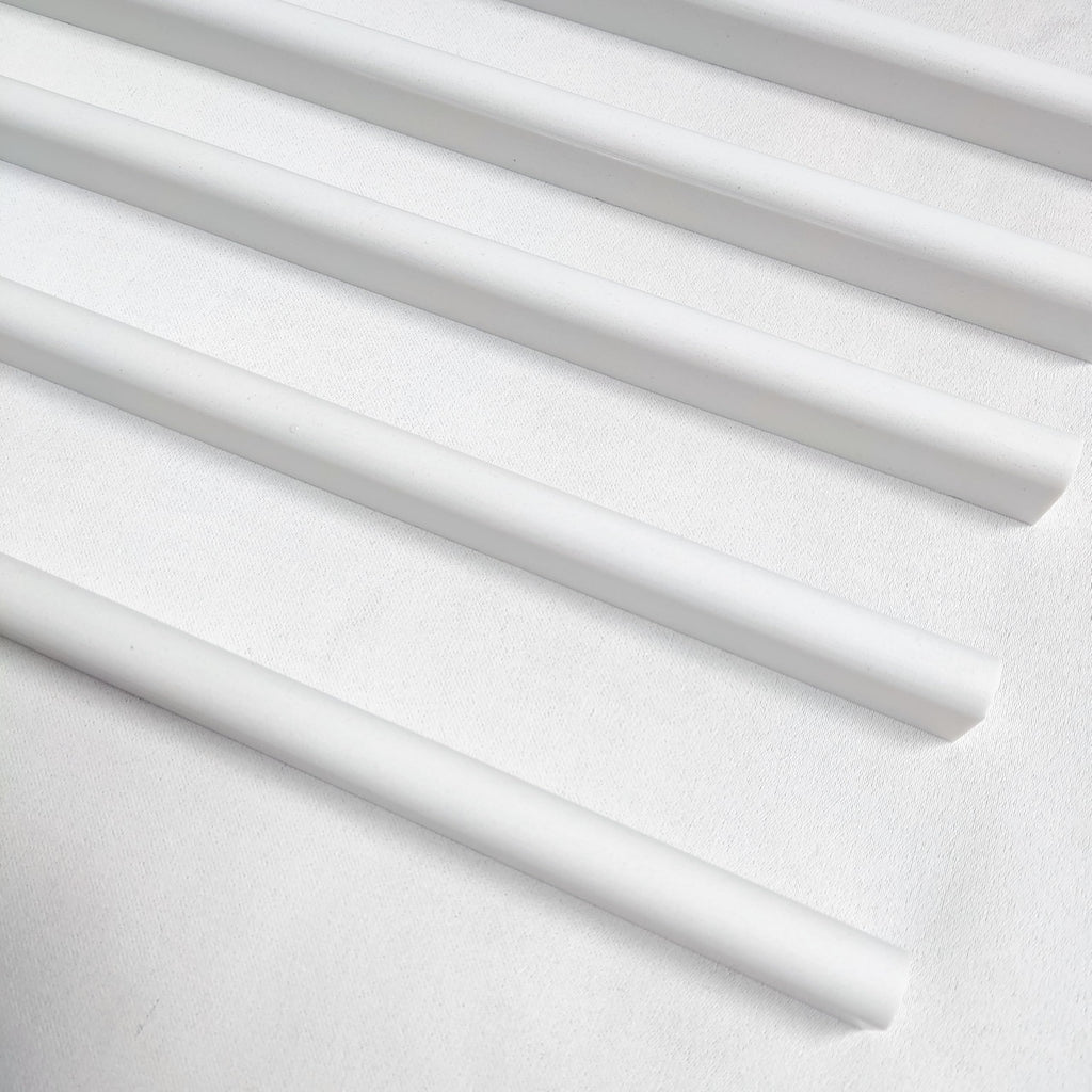10 Pcs White Marble Pencil Tile, 12 Inch Edge Trim Matte Finish, Backsplash, Kitchen, Shower