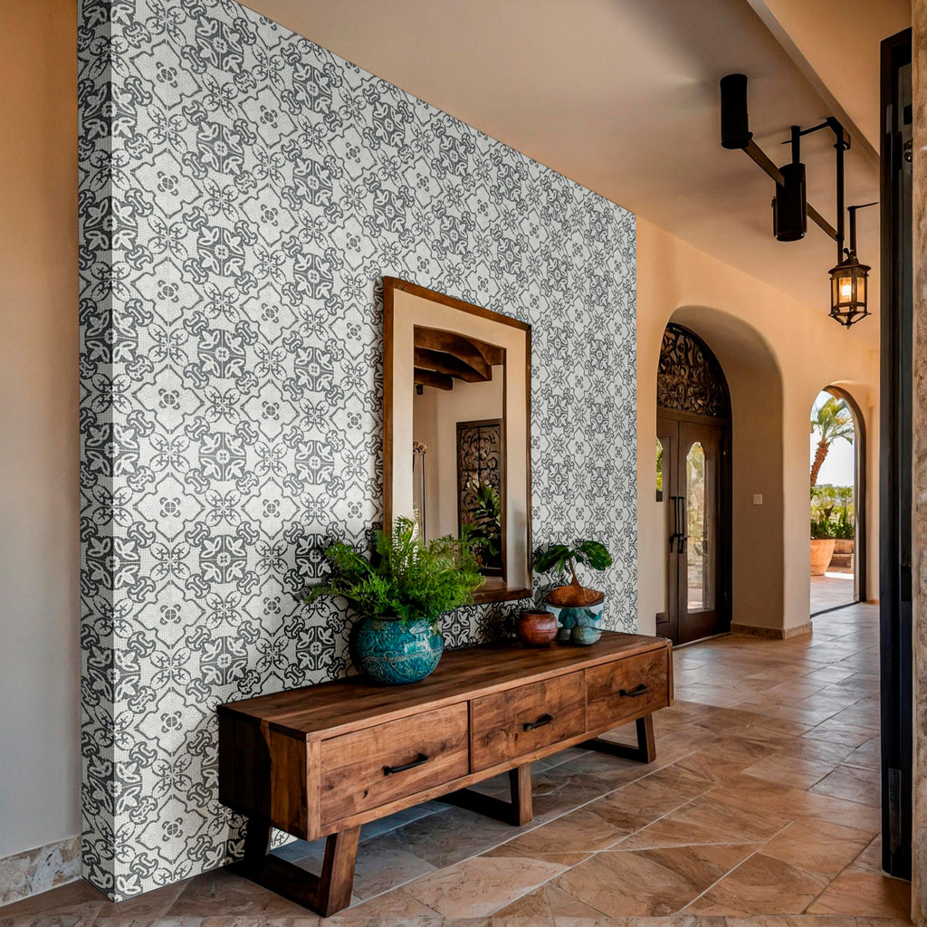 Porcelain Encaustic Floor & Wall Tile | Galleria Amalfi Bianco |8" x 8"
