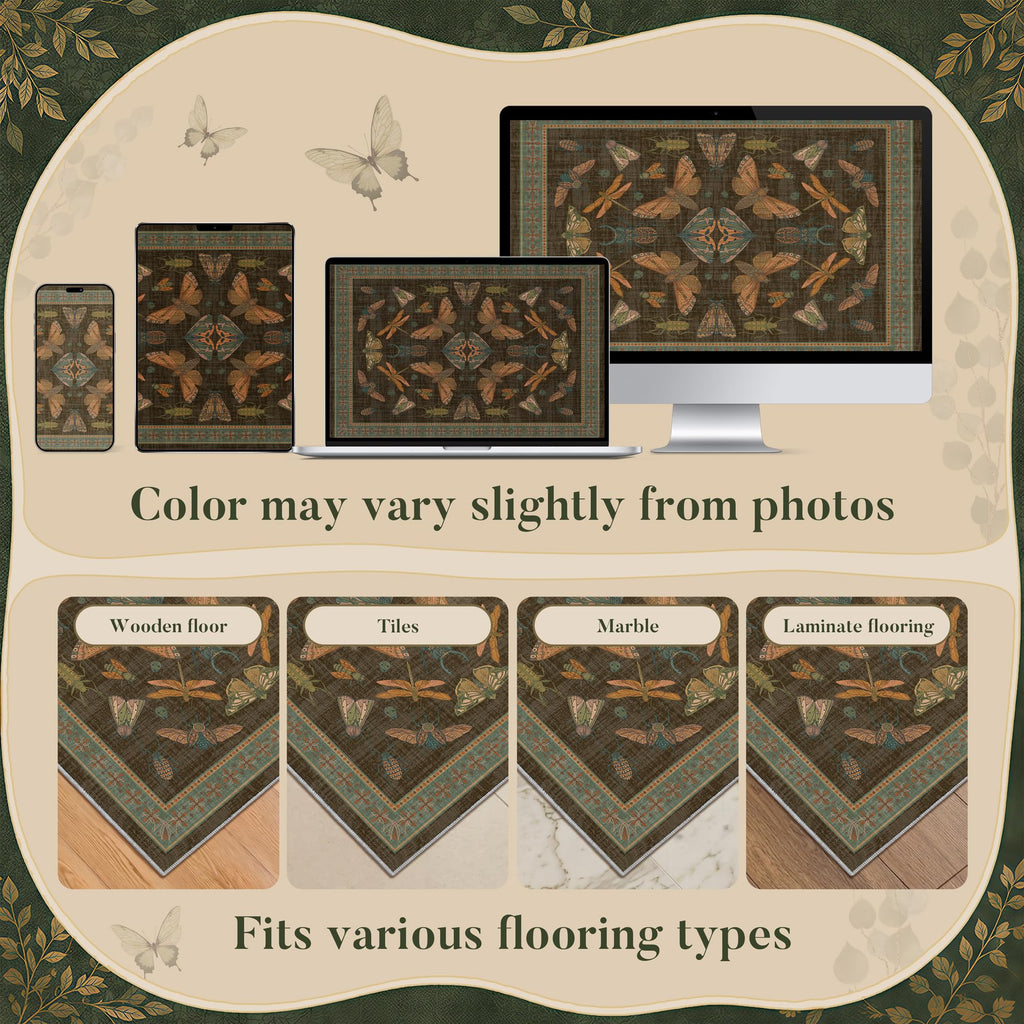 Runner Rug 2x6 Non Slip Kitchen Rugs Washable Insect Boho Runner Rugs Soft Indoor Floor Mat s, Laundry, Bathroom