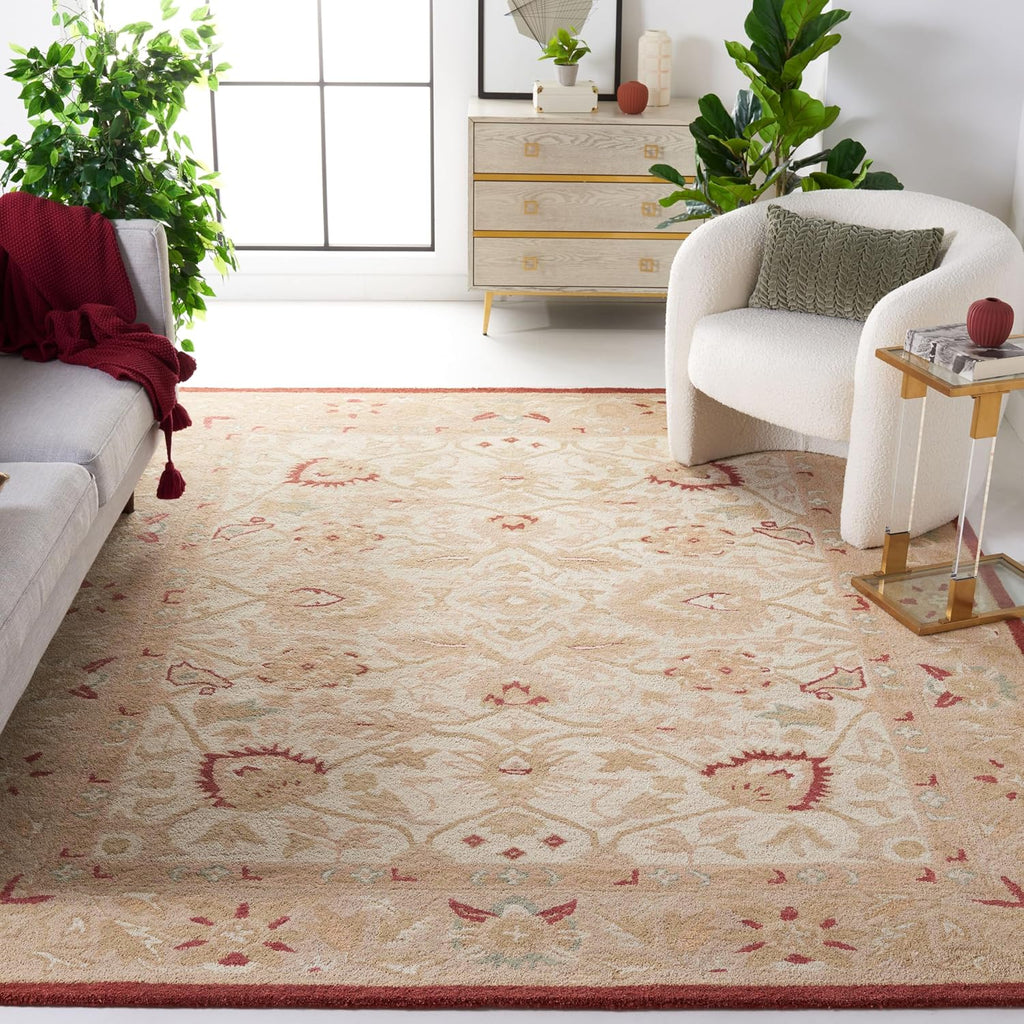 Anatolia Area Rug - 9' x 12', Beige & Rust, Handmade Traditional Oriental Wool