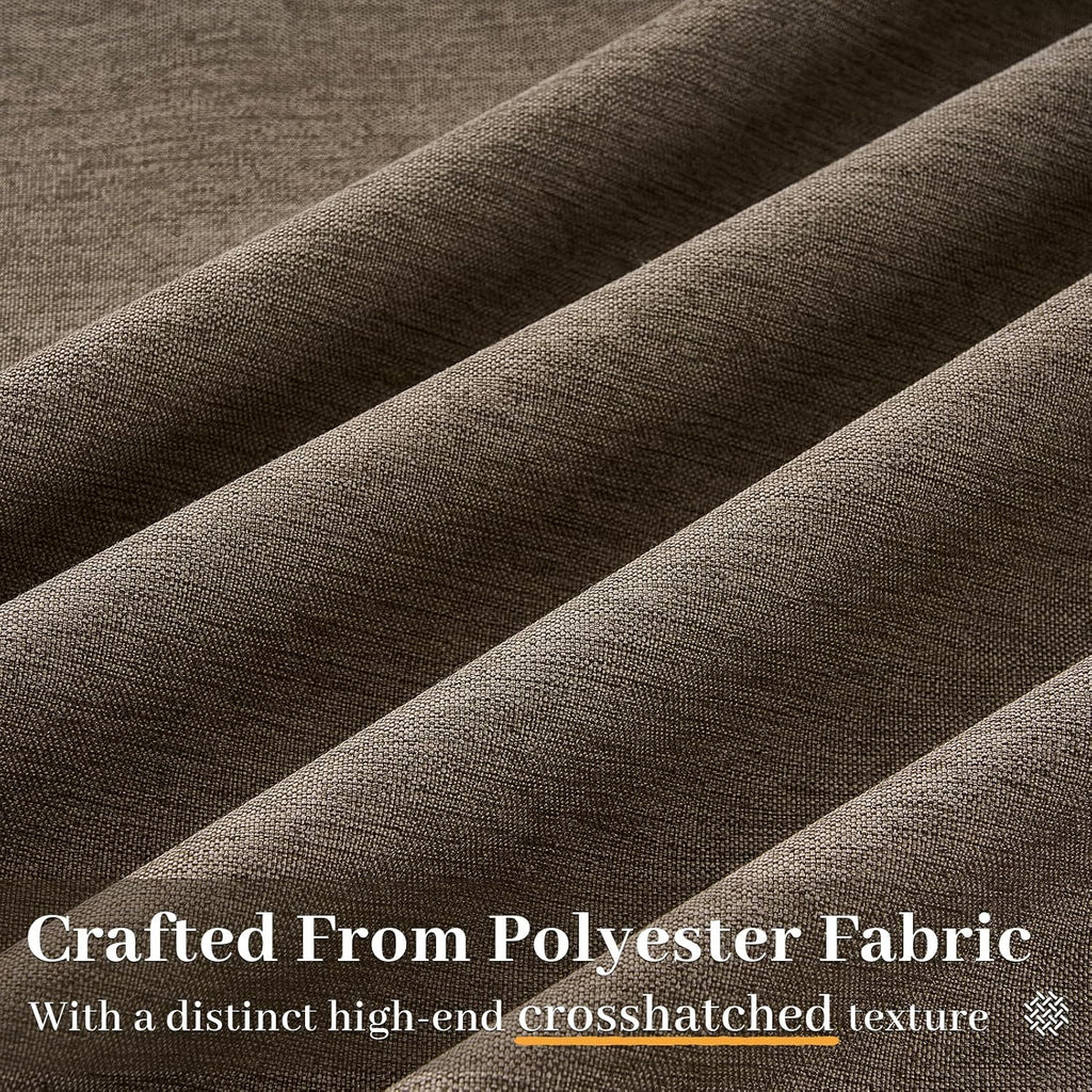 96 Inches Long Pleated Sheer Curtains,Dark Linen Blended Light Filtering Window Curtains 96 Length 2 Panels for