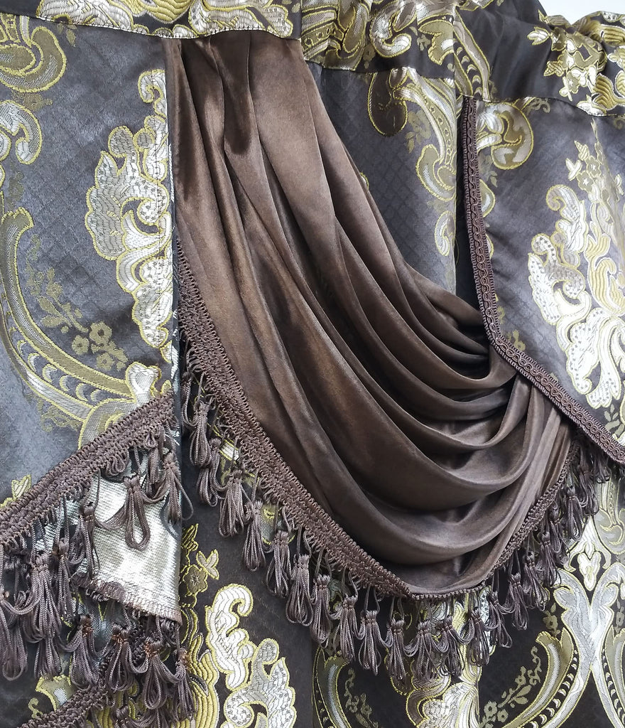 Luxe Love Jacquard Window Curtain 2pcs Set.Chocolate, W54 x L96