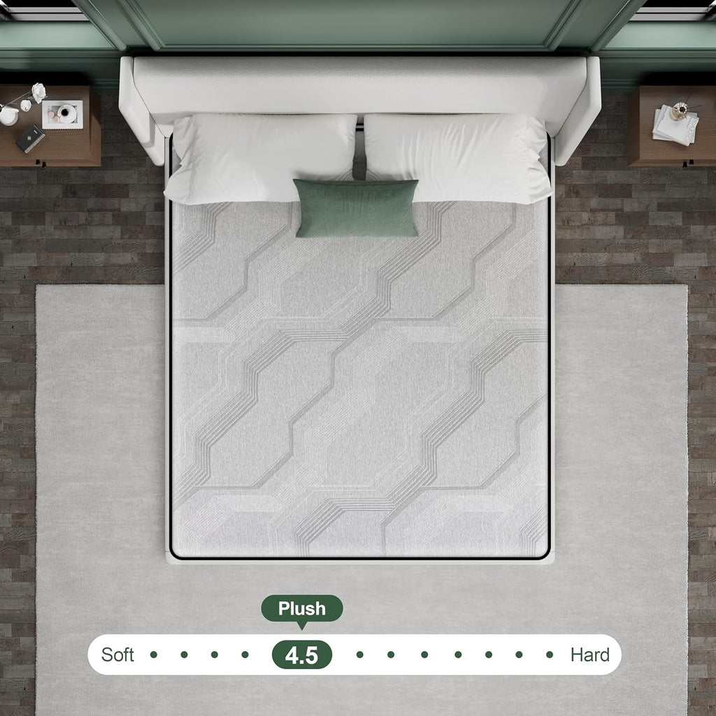 California King Mattress, 15 Inch Hybrid Charcoal Gel Memory Foam Mattress with Edge Support Pocket Coils, Cooler