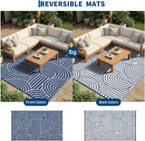 Reversible Rainbow Outdoor Rug 9x12, Waterproof Outdoor Plastic Straw Rug, RV Mat for Picnics, Patio