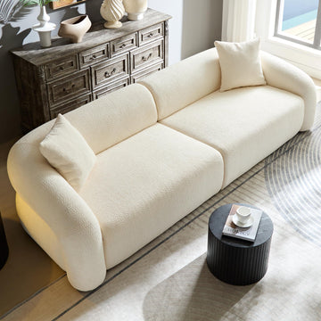 105" Luxury Sectional Sofa Couch Curved Sofa Comfy Boucle Couch Cloud Loveseat Couches Oversized 3 Seater Deep Seat