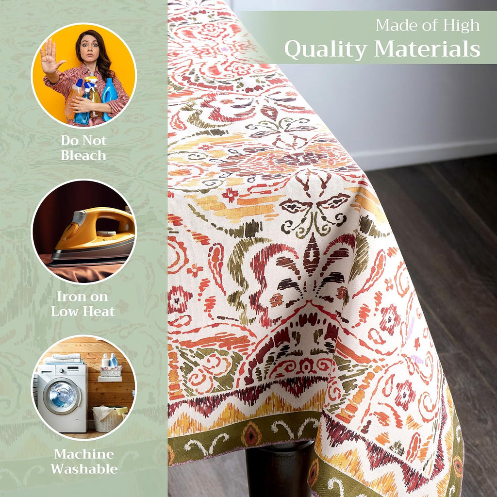 Table Cloth Square Table 100% Cotton 54 x 54 Inches Fall Tablecloth Reusable Everyday Use for Thanksgiving Christmas