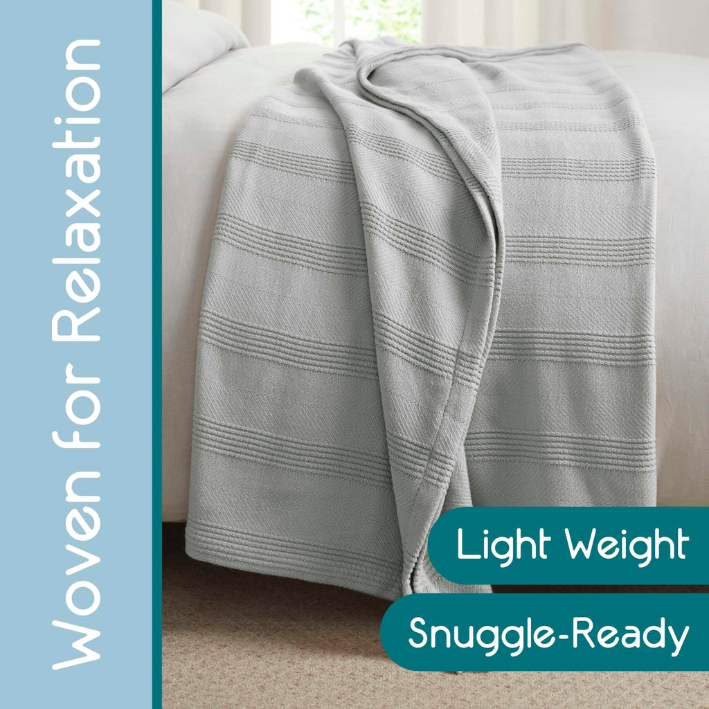 100% Cotton Blanket, Twin, 66x90, Grey