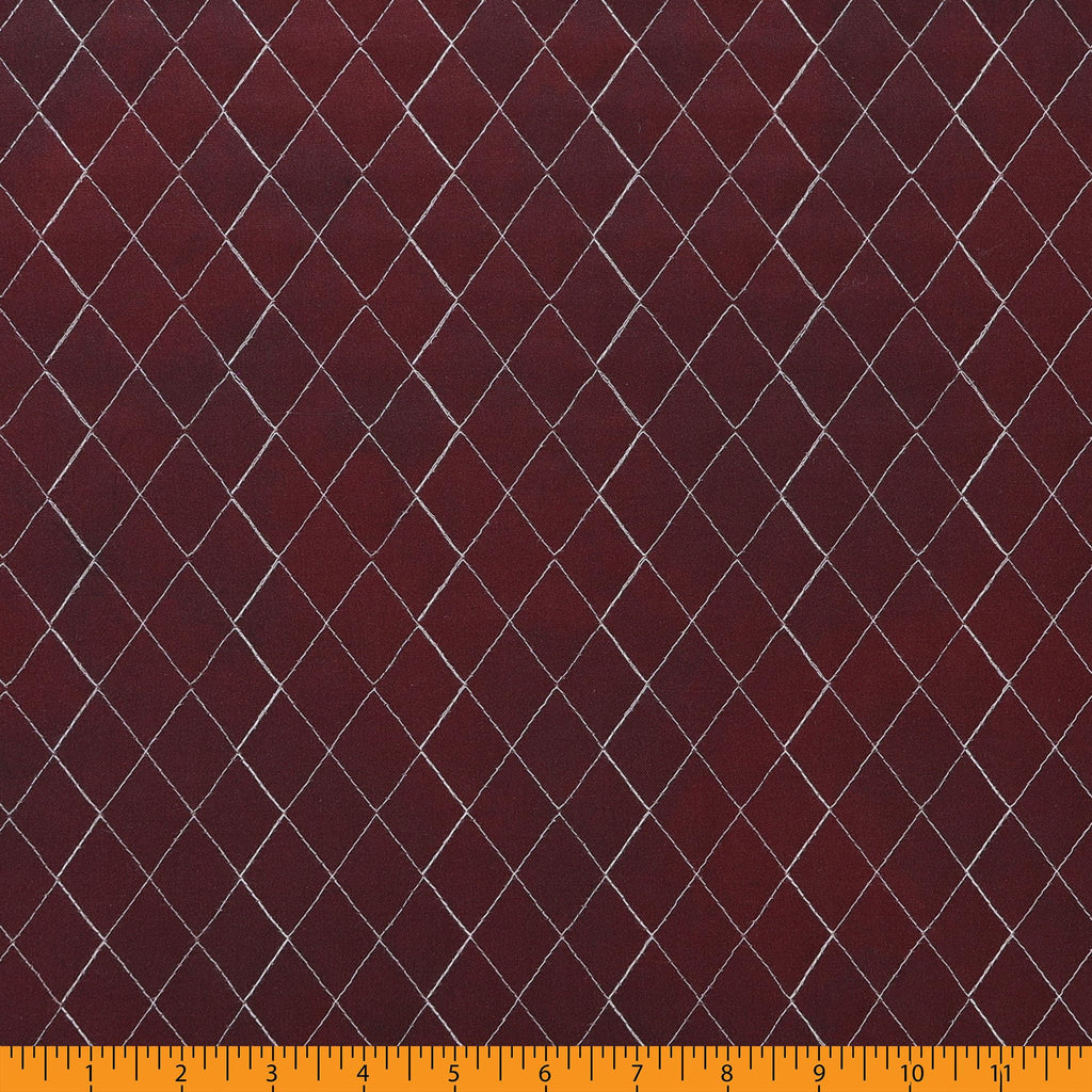 Double Faced Quilted Cotton, Autumn Leaves White/Red