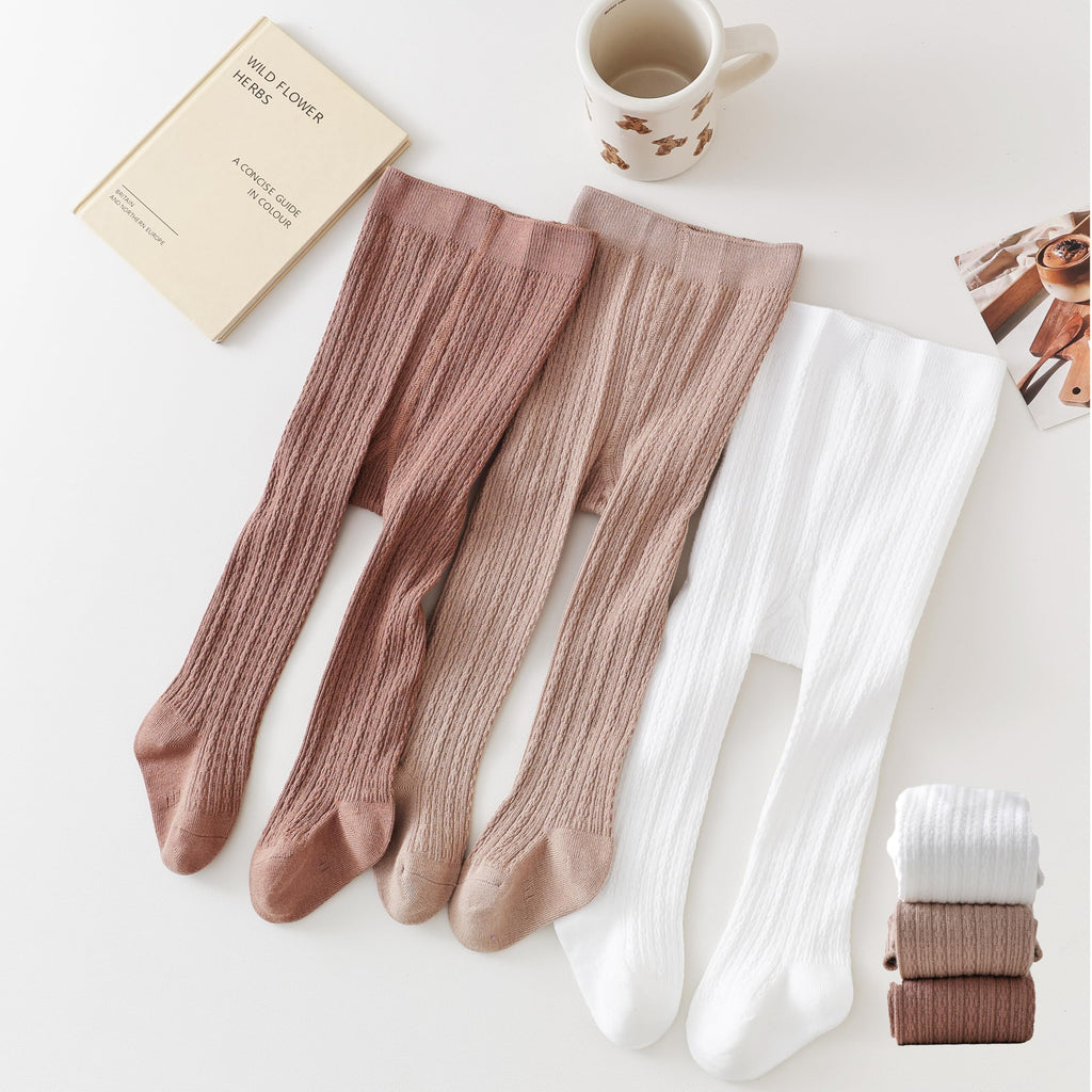 Girls Tights Cable Knit Tights Thick Solid Footed Winter Warm Leggings