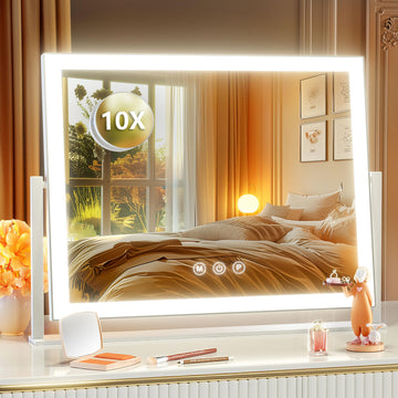 17.3 x13 in Lighted Makeup Mirror, 10X Magnifiers