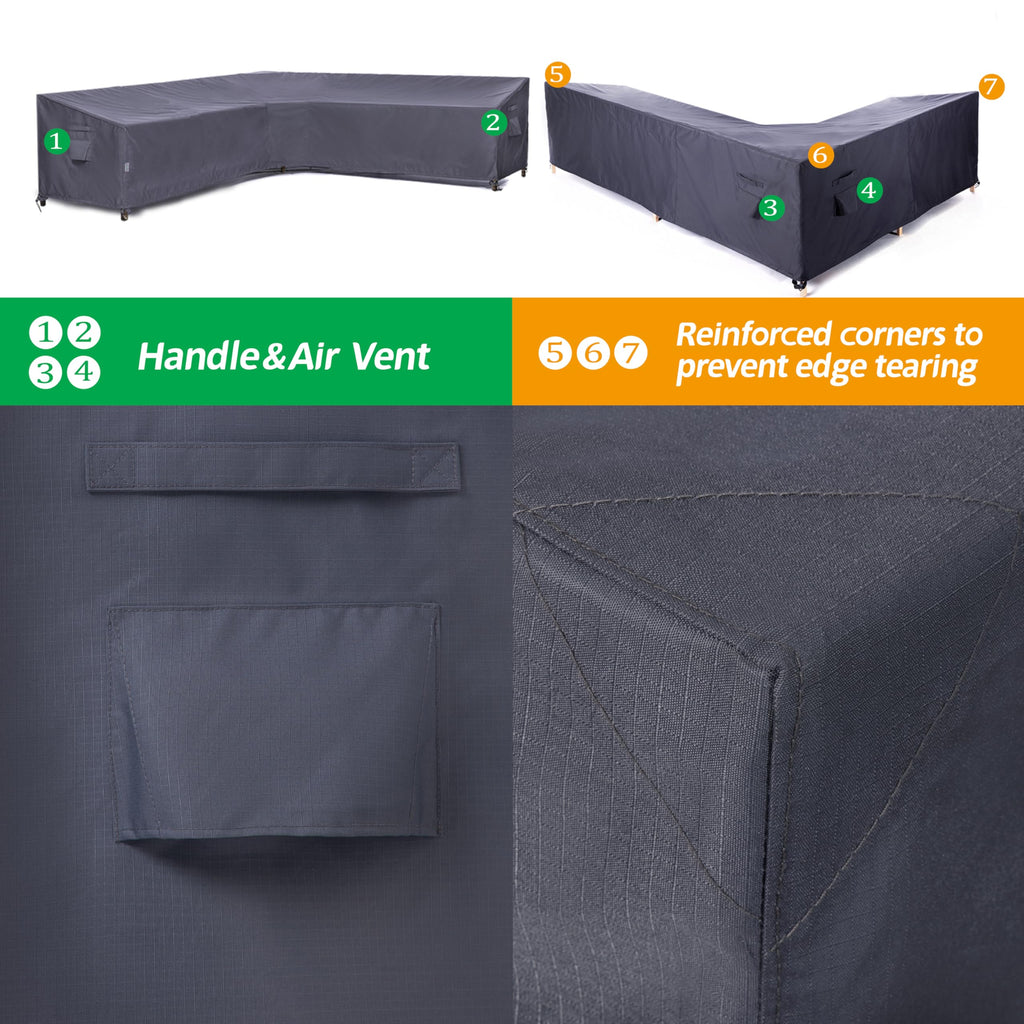 L Shaped Patio Sofa Cover, (83"L + 113"R)W x 33.5"D x 31"H